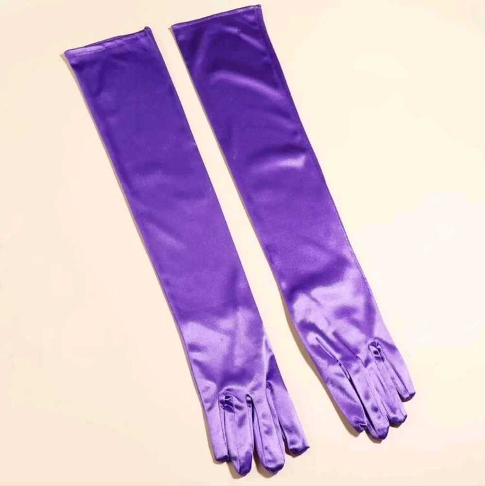Boutique Pair of Women's Purple Elbow Length Satin Gloves 💜
